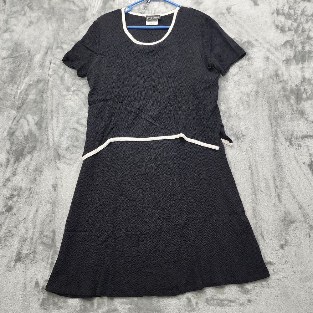 Vintage Byer Studio Dress Womens 6 Black White Layered Short Sleeve Sheath Party